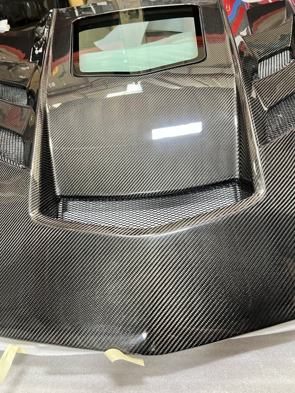 2014-2019 Corvette C7 Type-VS1 Double Sided Carbon fiber Vented Style Hood W/ Window For Stingray, Z51, Grand Sport, Z06