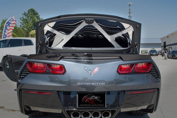 2014-2019 C7 Corvette Convertible only - Trunk Lid Trim Kit Polished w/Brushed Brace | Stainless Steel