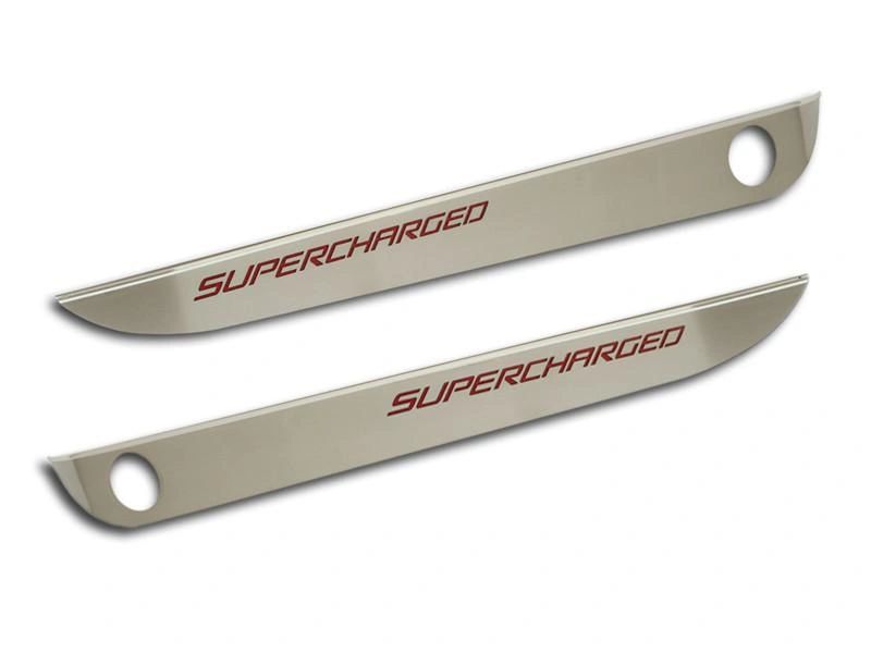 2010-2013 C6 Corvette - Door Guards with Grand Sport Inlay 2Pc | Brushed Stainless, Choose Color