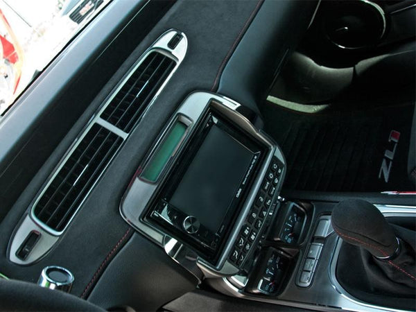 2010-2015 Camaro - Aftermarket Radio Trim Plate | Brushed Stainless Steel w/Polished Bezel