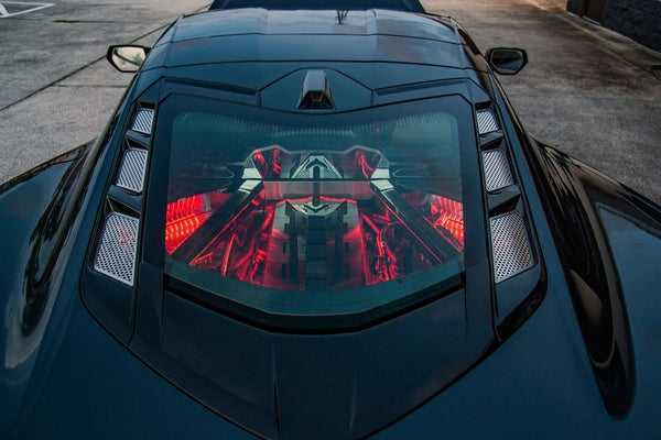 2020+ C8 Corvette - Perforated Rear Hood Vent Inserts 6Pc | Polished Finish