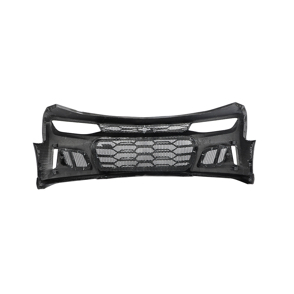 2017-2025 Chevy Camaro ZL1 Black Panther 1PC Full Gloss Carbon Fiber Track Package Front Bumper Conversion
