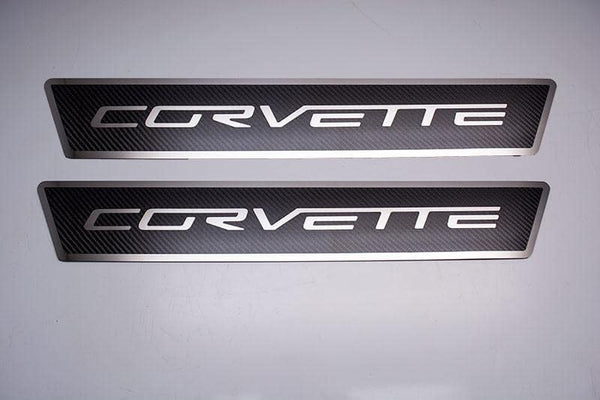 2005-2013 C6 Corvette - Outer Door Sills CORVETTE Style Carbon Fiber | Polished or Brushed Trim