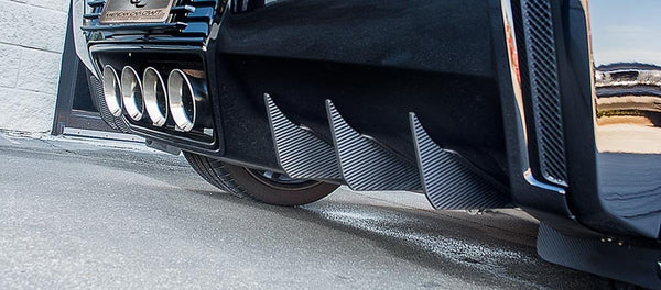 2014-2019 C7 Z06/GS Corvette - Rear Diffusers Carbon Fiber Wrapped 6Pc | Stainless Steel, Choose Style/Finish
