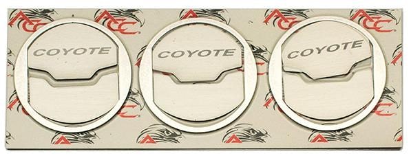 2015-2017 MUSTANG - A/C VENT TRIM KIT W/ETCHED COYOTE 3PC | BRUSHED STAINLESS STEEL