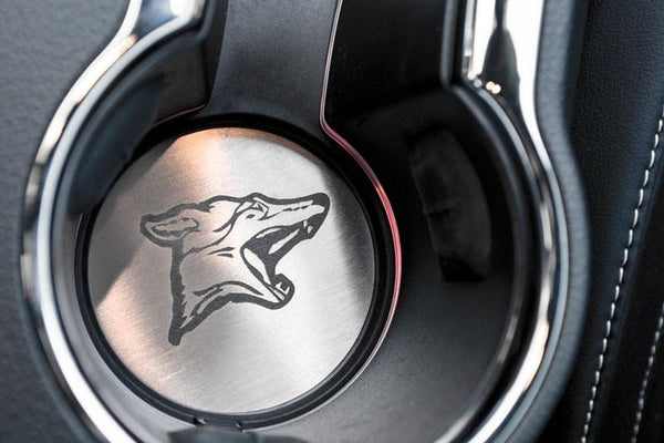 2015-2020 MUSTANG GT - COYOTE CUP HOLDER INSERTS 2PC | BRUSHED STAINLESS STEEL