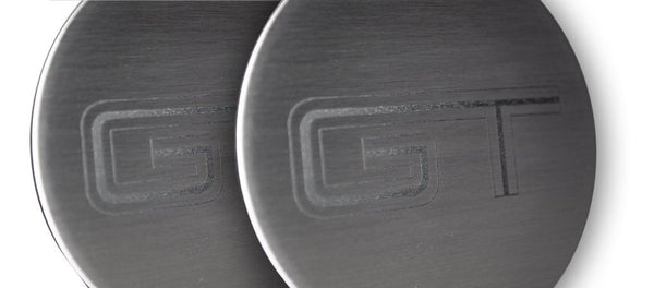 2015-2020 MUSTANG GT - 'GT' CUP HOLDER ACCENT PLATES 2PC | BRUSHED STAINLESS STEEL