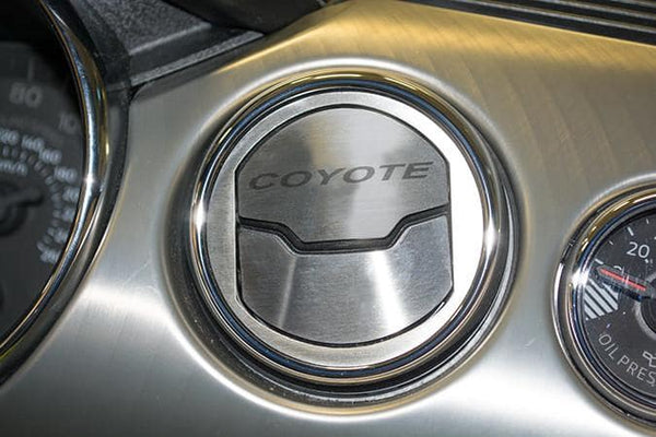 2015-2020 MUSTANG 50TH - A/C VENT TRIM KIT BRUSHED W/ETCHED COYOTE 2PC | STAINLESS STEEL