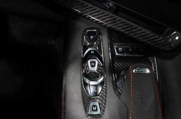 C8 Corvette Carbon Fiber Transmission Control Outer Trim - Black or Red