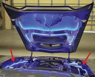 2014-2019 C7 / Z51 / Z06 Corvette - Illuminated Fender Caps 2Pc | Brushed Stainless, Choose LED Color