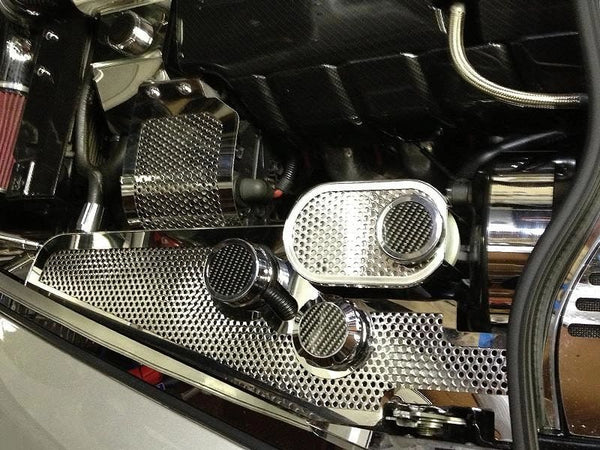 2005-2013 C6/GS Corvette - Water Tank Cover Perforated Stainless w/caps | Automatic only