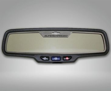 2012-2013 Camaro - Rear View Mirror Trim "SUPERCHARGED" Style for Rectangle mirror | Brushed Stainless