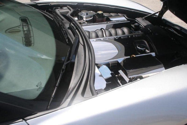 2005-2007 C6 Corvette - Fuel Rail Covers W/Corvette Script | Polished Stainless Steel