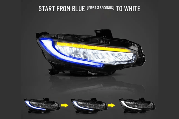 Honda Civic 10th Gen (FC/FK) Chrome LED Reflection Bowl Headlights (2016-2021)