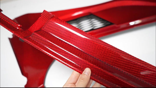 2020-2027 C8 Corvette Red Carbon Fiber Frunk Trim Panels Z06 E-Ray Stingray