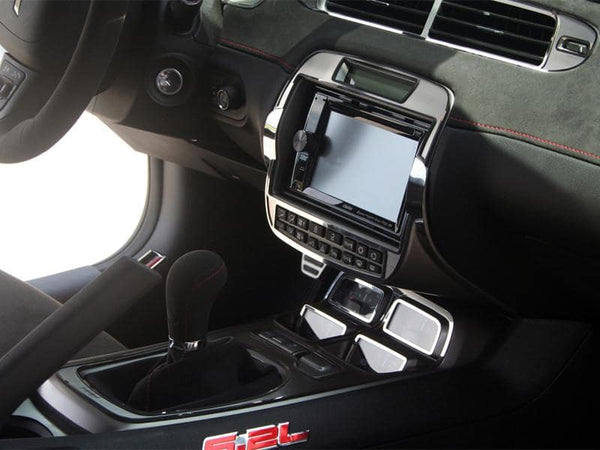 2010-2015 Camaro - Aftermarket Radio Trim Plate | Brushed Stainless Steel w/Polished Bezel