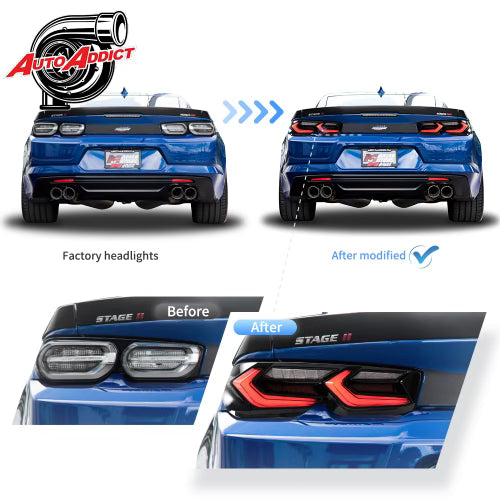 2019-2025 CHEVY CAMARO UMBRA LED TAILLIGHTS GLOSS BLACK/SMOKE LENS