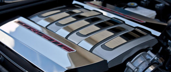 2014-2019 C7/Z51 Corvette Stingray - Fuel Rail Covers Factory Overlay 2Pc | Stainless Polished/Brushed Trim