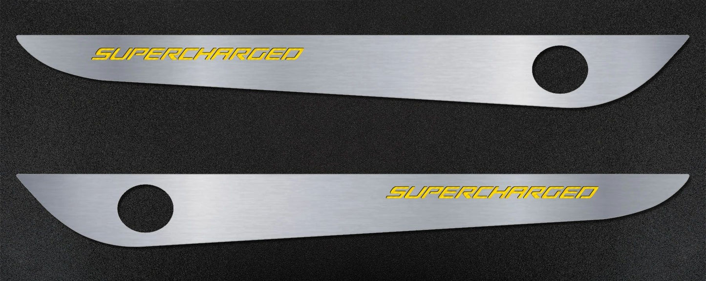 2010-2013 C6 Corvette - Door Guards with Grand Sport Inlay 2Pc | Brushed Stainless, Choose Color