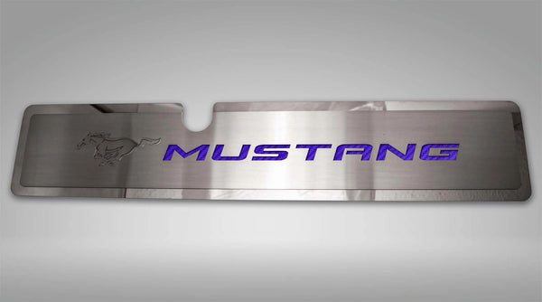 2015-2017 Mustang GT - Radiator Cover Vanity Plate 'PONY & MUSTANG' | Brushed, Choose Inlay Color