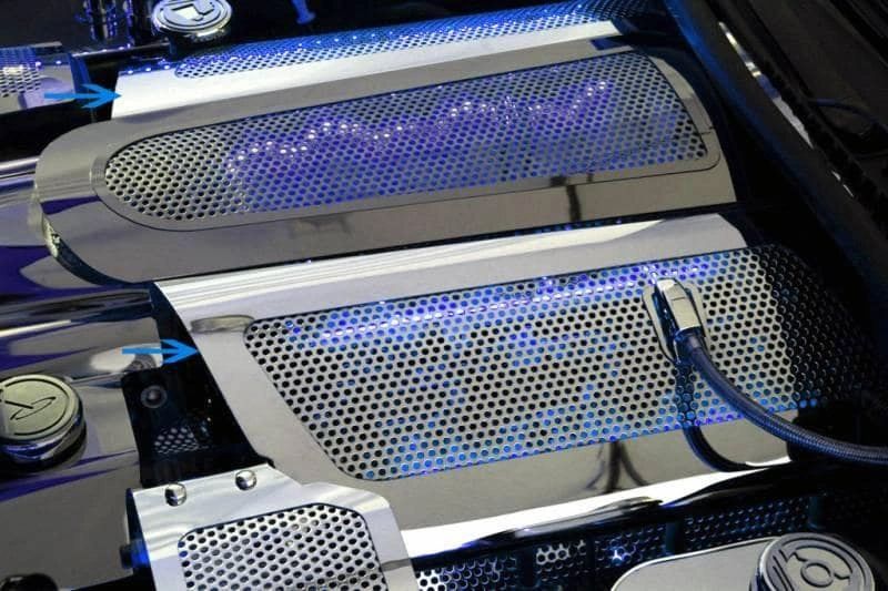 2005-2007 C6 Corvette - Illuminated Fuel Rail Replacement Covers Perforated | Stainless Steel, Choose LED Color
