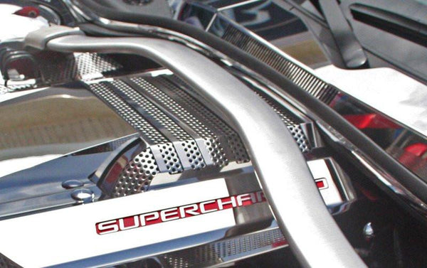 2012-2015 Camaro ZL1 - Supercharger Perforated Plenum Cover | Polished Stainless Steel