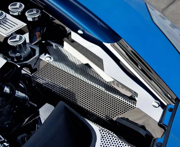 2014-2019 Corvette Z06/Grand Sport/C7 Stingray - Inner Fender Covers 3Pc | Stainless Steel, Perforated Polished Finish