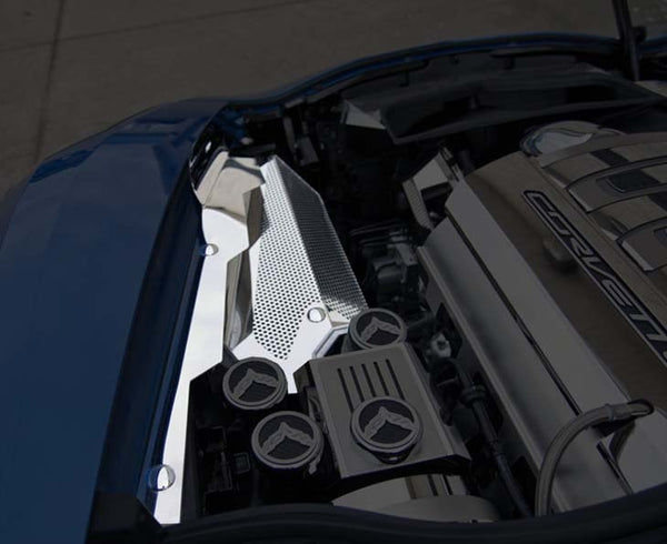 2014-2019 Corvette Z06/Grand Sport/C7 Stingray - Inner Fender Covers 3Pc | Stainless Steel, Perforated Polished Finish