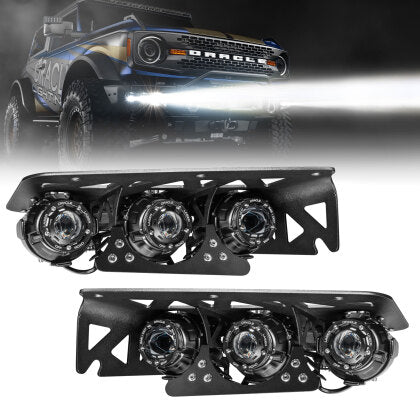 ORACLE Lighting 2021-2024 Ford Bronco Triple LED Fog Light Kit for Steel Bumper - White