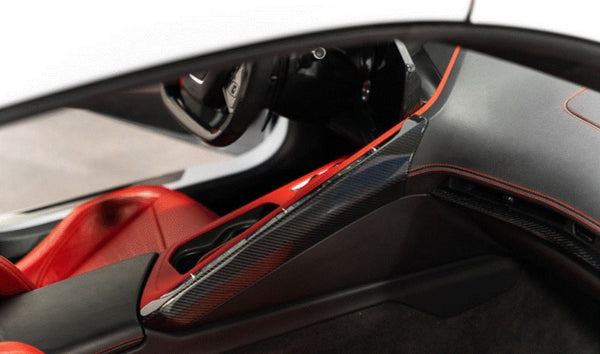 C8 Corvette Carbon Fiber Upper Right Center Console Trim - Black or Red