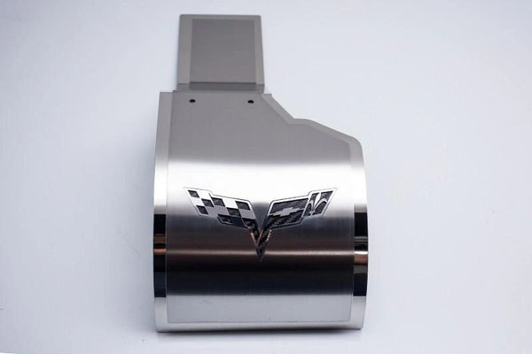 2005-2013 C6 Corvette - Deluxe Alternator Cover w/Crossed Flags Emblem | Stainless Steel