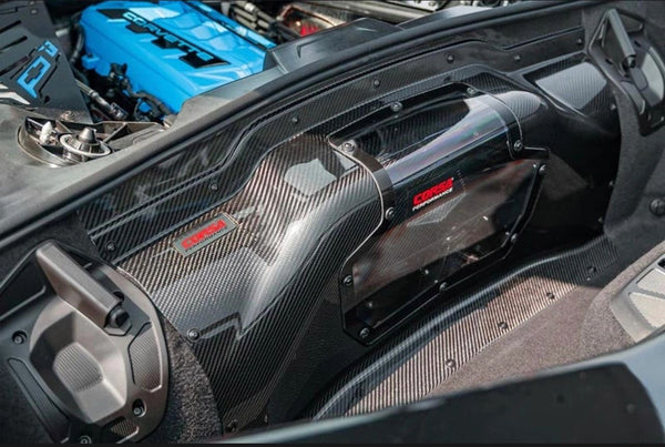 Corsa 2020+ Corvette C8 Stingray Z06 E-Ray Carbon Fiber Air Intake Trunk Panel with Polycarbonate Window