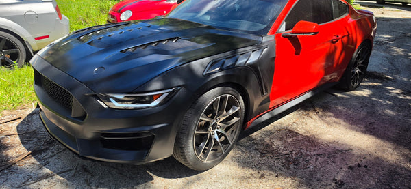 2015-17 Ford Mustang S550 | GTD Style Primed Black Front Side Vented Fenders