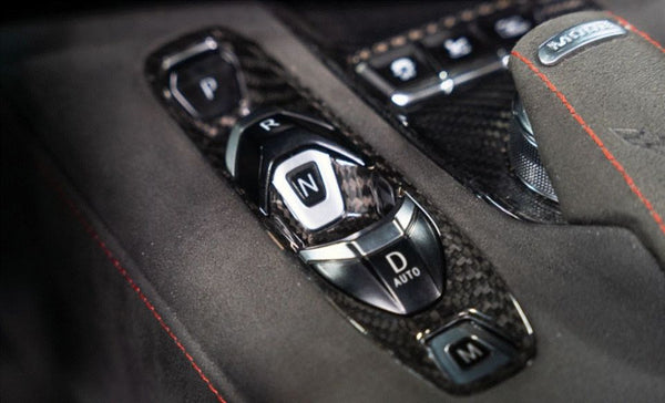C8 Corvette Carbon Fiber Transmission Control Outer Trim - Black or Red