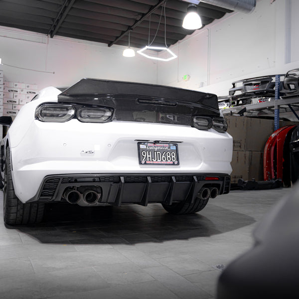 2016-2025 Chevy Camaro Evo Style Shark Fins Rear Diffuser Quad/Single Tips SS/RS/LT & ZL1 w/ Smoke Reflectors