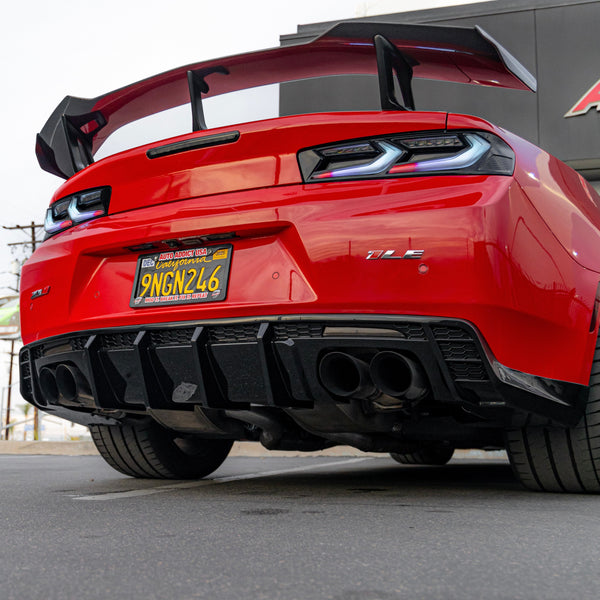 2016-2025 Chevy Camaro Evo Style Shark Fins Rear Diffuser Quad/Single Tips SS/RS/LT & ZL1 w/ Smoke Reflectors