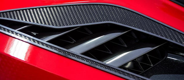 2014-2019 C7 Corvette Stingray - Rear Quarter Vent Set | Carbon Fiber w/Stainless Steel Trim