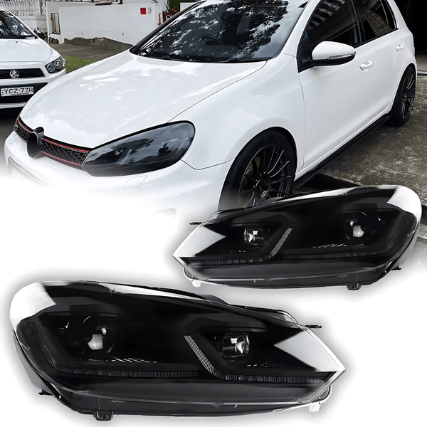 Volkswagen Golf MK6 Red, Silver, and Black Projector with Dynamic Signal LED Headlights (2009 - 2013)