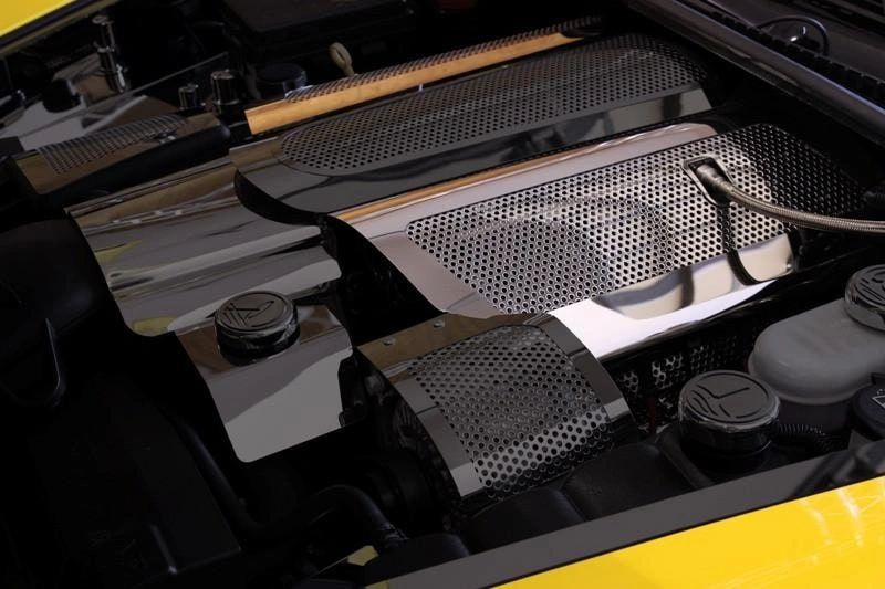 2005-2007 C6 Corvette - Illuminated Fuel Rail Replacement Covers Perforated | Stainless Steel, Choose LED Color