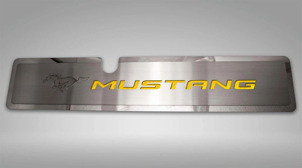 2015-2017 Mustang GT - Radiator Cover Vanity Plate 'PONY & MUSTANG' | Brushed, Choose Inlay Color