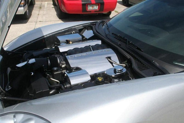 2005-2007 C6 Corvette - Fuel Rail Covers W/Corvette Script | Polished Stainless Steel