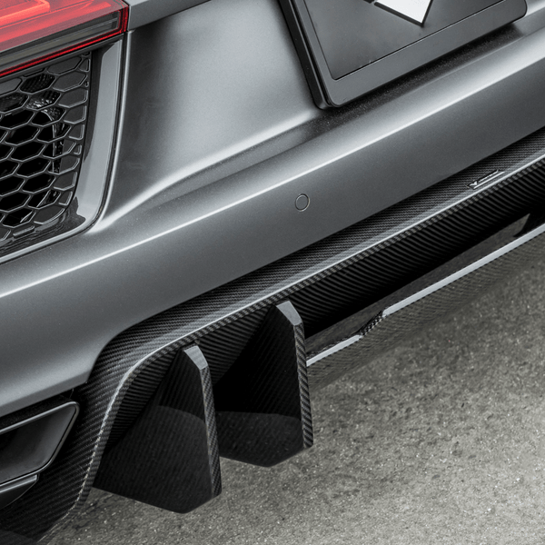2017-2019 Audi R8 Carbon Fiber Rear Diffuser V-Style™️ Carbon Fiber PP 2x2 Glossy
