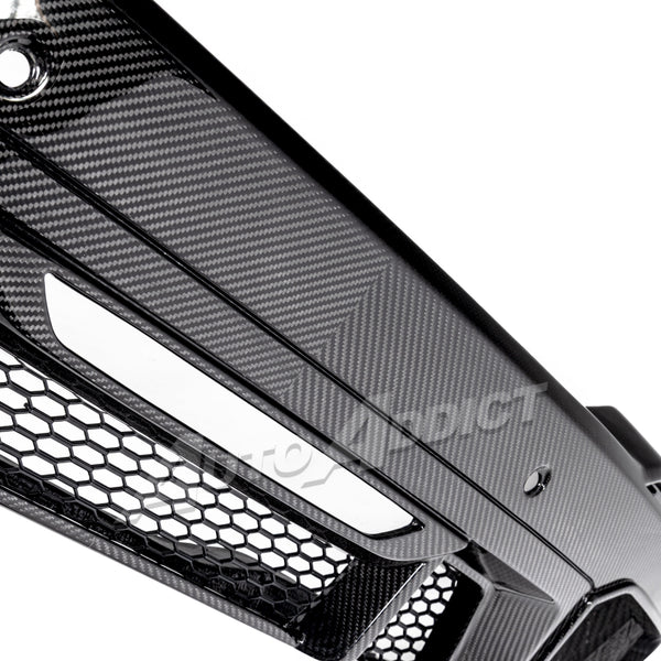 2024–2026 Mustang S650 Heritage SC™ V-Shaped Dry Gloss Carbon Fiber Rear Diffuser Rectangular-Exit Quad Tips
