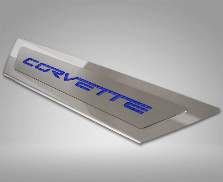 2005-2013 C6 Corvette - Outer Door Sills 'CORVETTE' Inlay 2Pc | Polished Stainless & Carbon Fiber