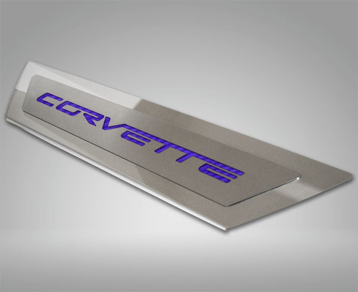 2005-2013 C6 Corvette - Outer Door Sills 'CORVETTE' Inlay 2Pc | Polished Stainless & Carbon Fiber