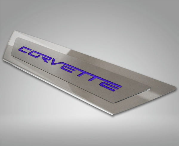 2005-2013 C6 Corvette - Outer Door Sills 'CORVETTE' Inlay 2Pc | Polished Stainless & Carbon Fiber