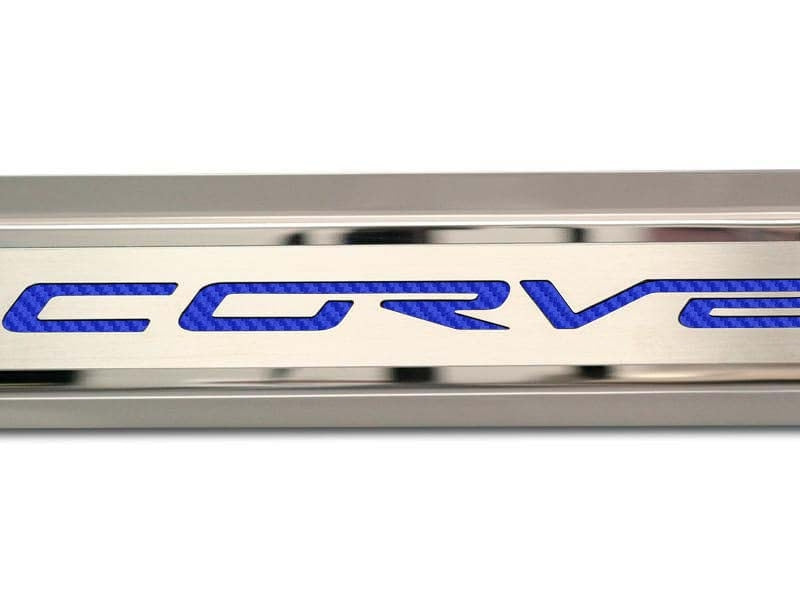 2005-2013 C6 Corvette - Inner Door Sills CORVETTE Lettering | Stainless Steel, Choose Inlay Color