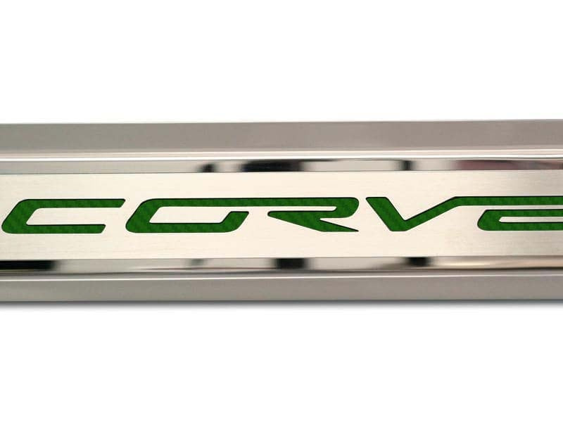 2005-2013 C6 Corvette - Inner Door Sills CORVETTE Lettering | Stainless Steel, Choose Inlay Color