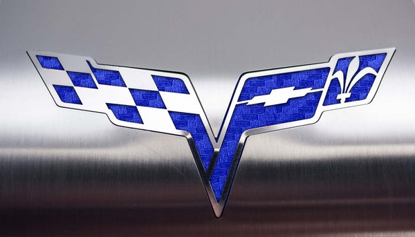 2005-2013 C6 Corvette - Deluxe Alternator Cover w/Crossed Flags Emblem | Stainless Steel