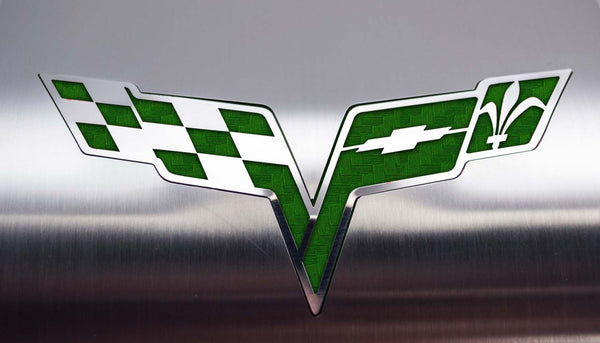 2005-2013 C6 Corvette - Deluxe Alternator Cover w/Crossed Flags Emblem | Stainless Steel